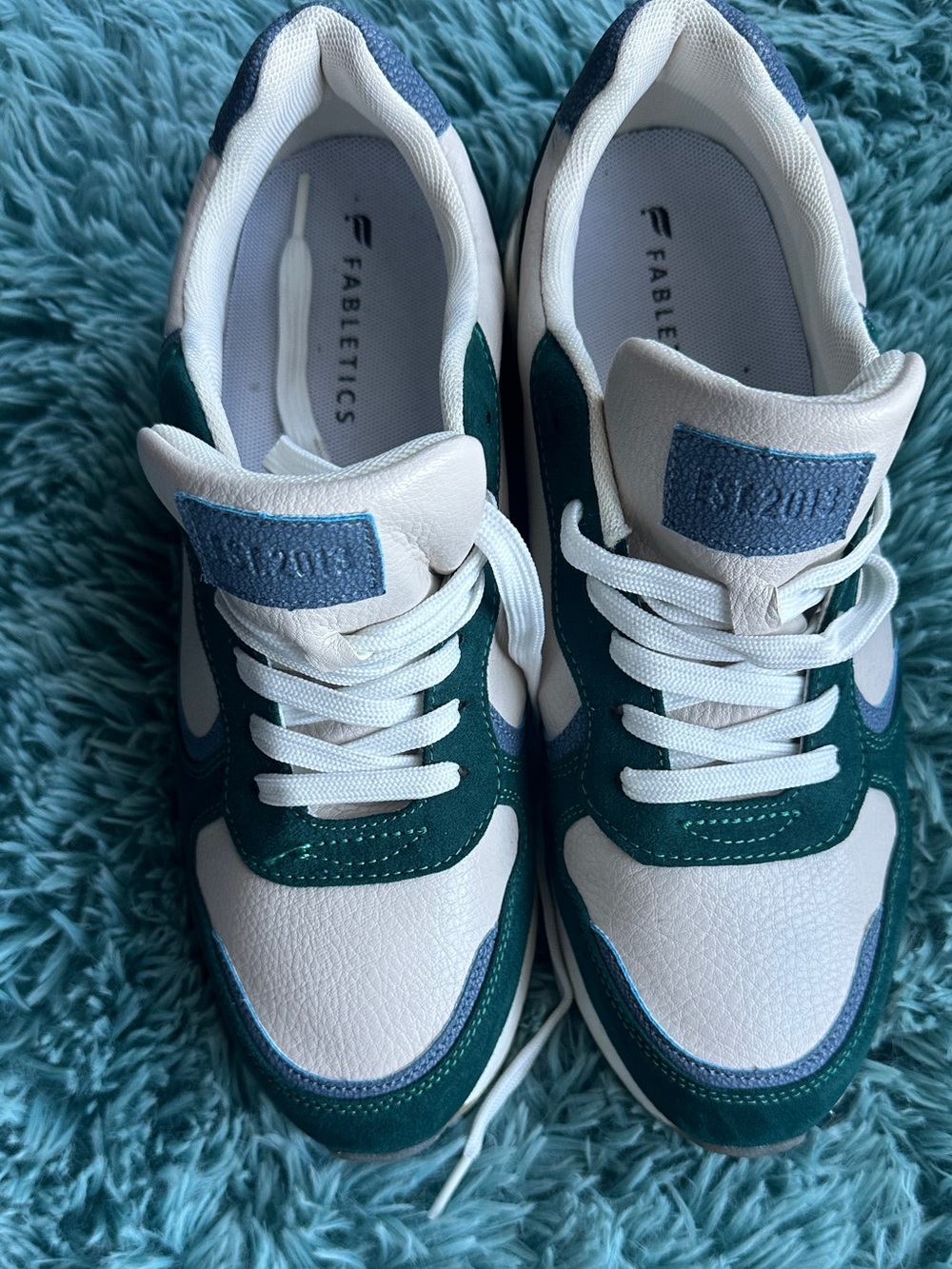 Women White, Green and Navy Athletic Sneakers